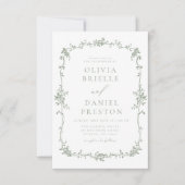 Viktorianische Vintage französische Foto Sage Gree Einladung (Vorderseite)