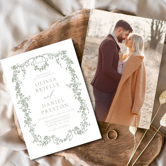 Viktorianische Vintage französische Foto Sage Gree Einladung