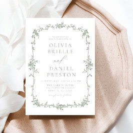 Viktorianische Vintage französische Sage Green Wed Einladung