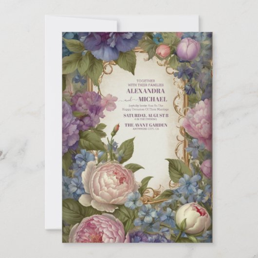 Viktorianische Vintage Gartenhochzeit Einladung (Vorderseite)