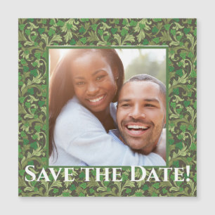 Viktorianische Vintage grüne Ivy Save the Date Magnetkarte