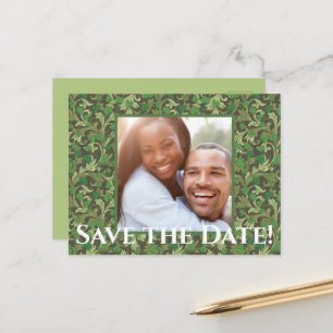 Viktorianische Vintage grüne Ivy Save the Date Postkarte