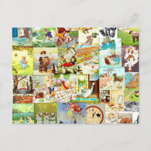 Viktorianische Vintage-Kinderreime-Montage Postkarte