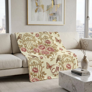 Viktorianische Vintage-Kunst Blumen Garten Vögel M Sherpadecke