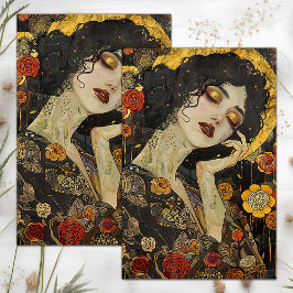 VIKTORIANISCHE VINTAGE LADY DECOUPAY SEIDENPAPIER