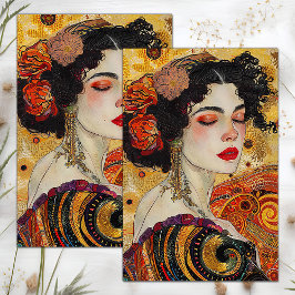 VIKTORIANISCHE VINTAGE LADY DECOUPAY SEIDENPAPIER