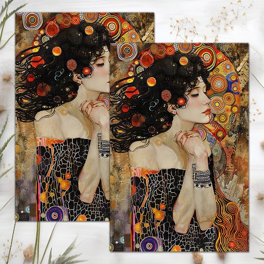 VIKTORIANISCHE VINTAGE LADY DECOUPAY SEIDENPAPIER