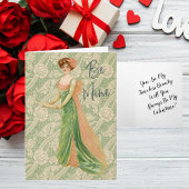 Viktorianische Vintage Lady Elegantes Grünes Kleid Karte