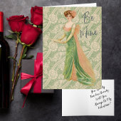 Viktorianische Vintage Lady Elegantes Grünes Kleid Karte