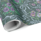 Viktorianische Vintage Lila Stiefmütterchen Blue R Geschenkpapier (Rolleneckpunkt)