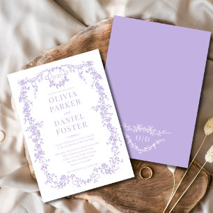 Viktorianische Vintage Lilac Lila Wedding Monogram Einladung