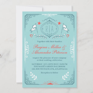 Viktorianische Vintage-Mittelalter-Hochzeitseinlad Einladung