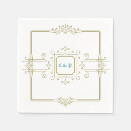 Viktorianische Vintage Monogramm-Hochzeitspapier N Serviette