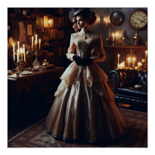 Viktorianische Vintage Mysteriöse Elegante Frau Poster (Vorderseite)