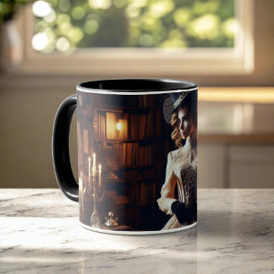 Viktorianische Vintage-mysteriöse elegante Frau Tasse