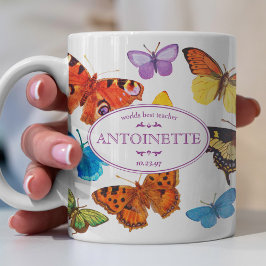 Viktorianische Vintage Schmetterlinge Regenbogen Kaffeetasse
