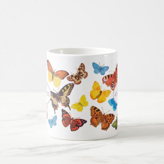 Viktorianische Vintage Schmetterlinge Regenbogen Kaffeetasse (Mittel)