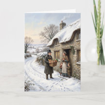 Viktorianische Vintage-Schneedorff-Weihnachtskarte