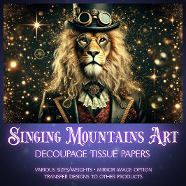 Viktorianische Vintage Steampunk Fantasy Lion Deco Seidenpapier