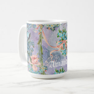 Viktorianische Vintage Vergissmeinnicht-Ephemera Kaffeetasse