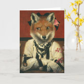 Viktorianische Vintage Vixen-Grüße-Karte Karte (Gelbe Blume)