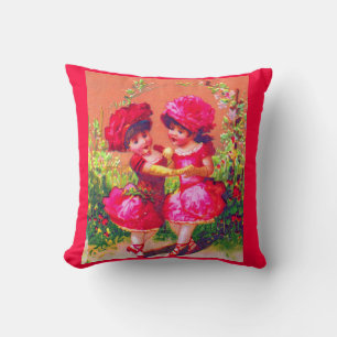 Viktorianische Visitenkarte kleine Tänzer in Rosa Kissen