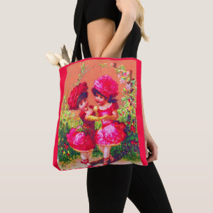 Viktorianische Visitenkarte kleine Tänzer in Rosa Tasche