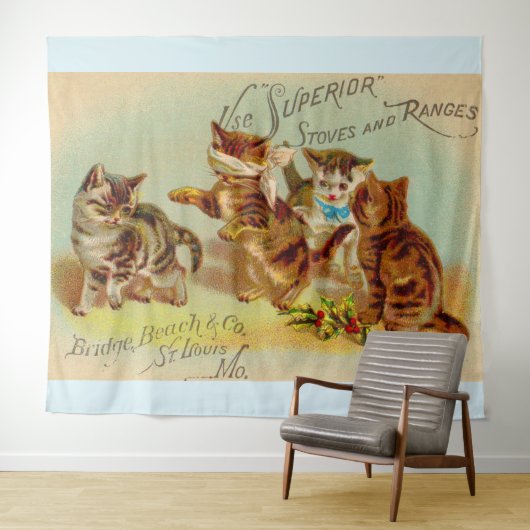 Viktorianische Visitenkartenkätzchen Wandteppich (Beispiel (Horizontal))