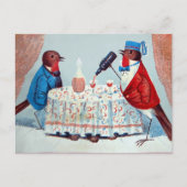 Viktorianische Vögel mit Weinkarte Postkarte (Vorderseite)