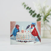 Viktorianische Vögel mit Weinkarte Postkarte (Stehend Vorderseite)