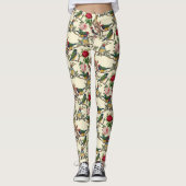 Viktorianische Vögel und Rose Scrapbook Retro Leggings (Vorderseite)