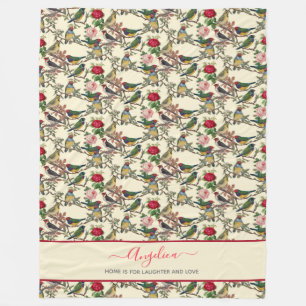 Viktorianische Vögel und Rose Vintage Stilmuster Fleecedecke