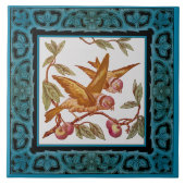 Viktorianische Vogelarten Handfarbene Transferware Fliese (Vorderseite)