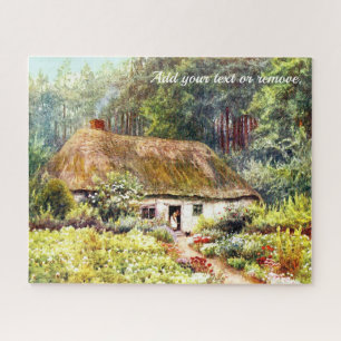 Viktorianische Wasserfarbe der englischen Hütte un Puzzle