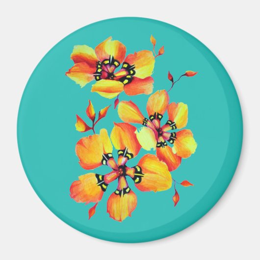 Viktorianische Wasserfarbe Harlequin Sparaxis Blum Magnet (Vorne)