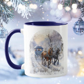 Viktorianische Watercolor Szene Happy Holidays Tasse