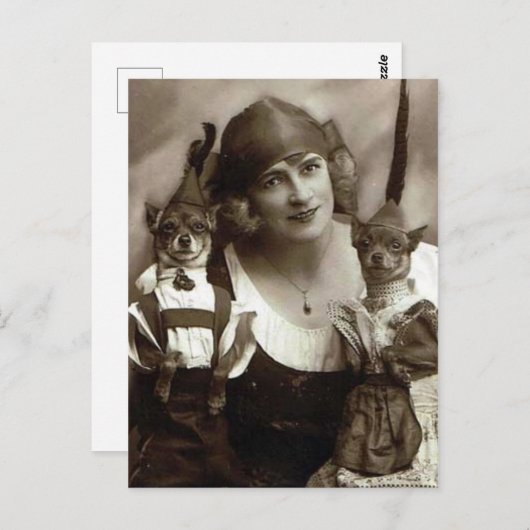 Viktorianische Weibchen mit Hunden Postkarte (Vorne/Hinten)