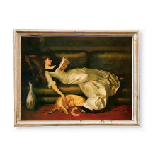 Viktorianische weibliche Lektüre mit Hunde, neutra