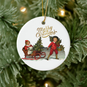 Viktorianische Weihnachten Keramik Ornament