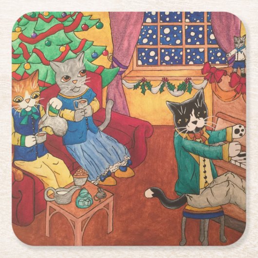 Viktorianische Weihnachten Rechteckiger Pappuntersetzer (Vorderseite)