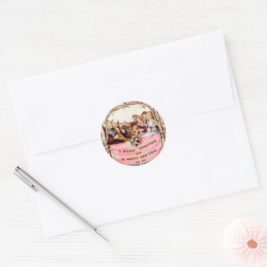 Viktorianische Weihnachten Runder Aufkleber (Umschlag)