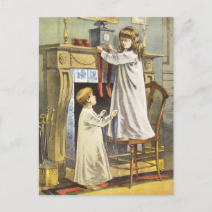 Viktorianische Weihnachten, Strümpfe zu Weihnachte Feiertagspostkarte