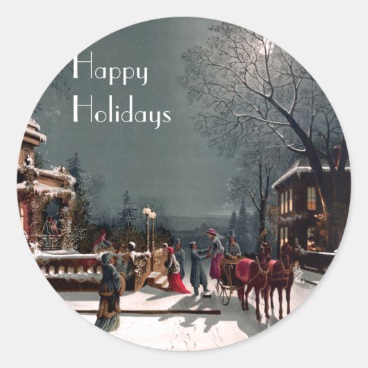 Viktorianische Weihnachts-Party-Aufkleber Runder Aufkleber (Vorderseite)