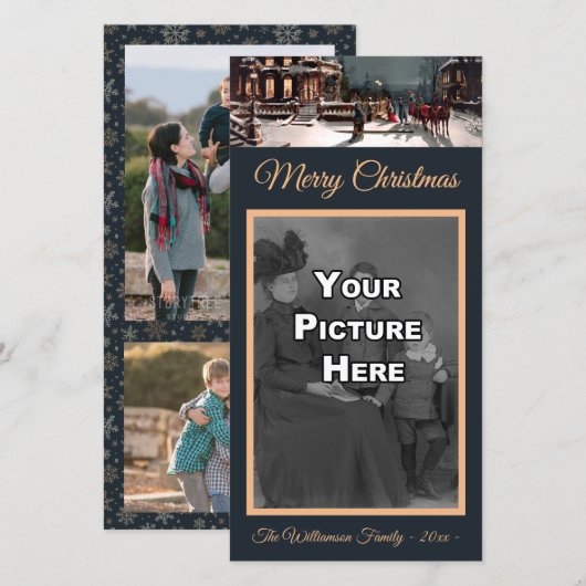 Viktorianische Weihnachts-Party-Fotokarte Feiertagskarte (Vorne/Hinten)