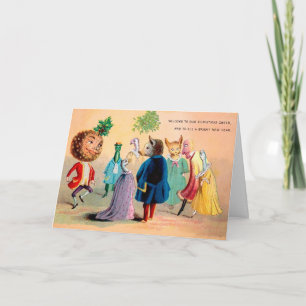 Viktorianische Weihnachts-Party-Karte Feiertagskarte