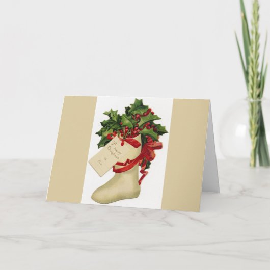 Viktorianische Weihnachts-Strumpf-Grußkarte Feiertagskarte (Vorderseite)