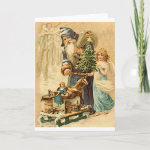 Viktorianische Weihnachts- und Angelkarte Feiertagskarte