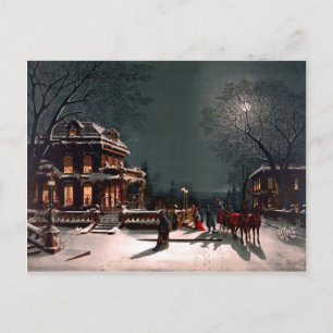 Viktorianische Weihnachtsabend-Party-Villa-Schlitt Postkarte