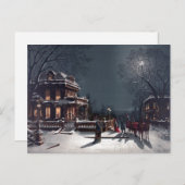 Viktorianische Weihnachtsabend Party Winterfahrt Feiertagspostkarte (Vorne/Hinten)