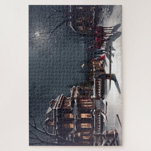 Viktorianische Weihnachtsabend Party Winterfahrt Puzzle (Vertikal)